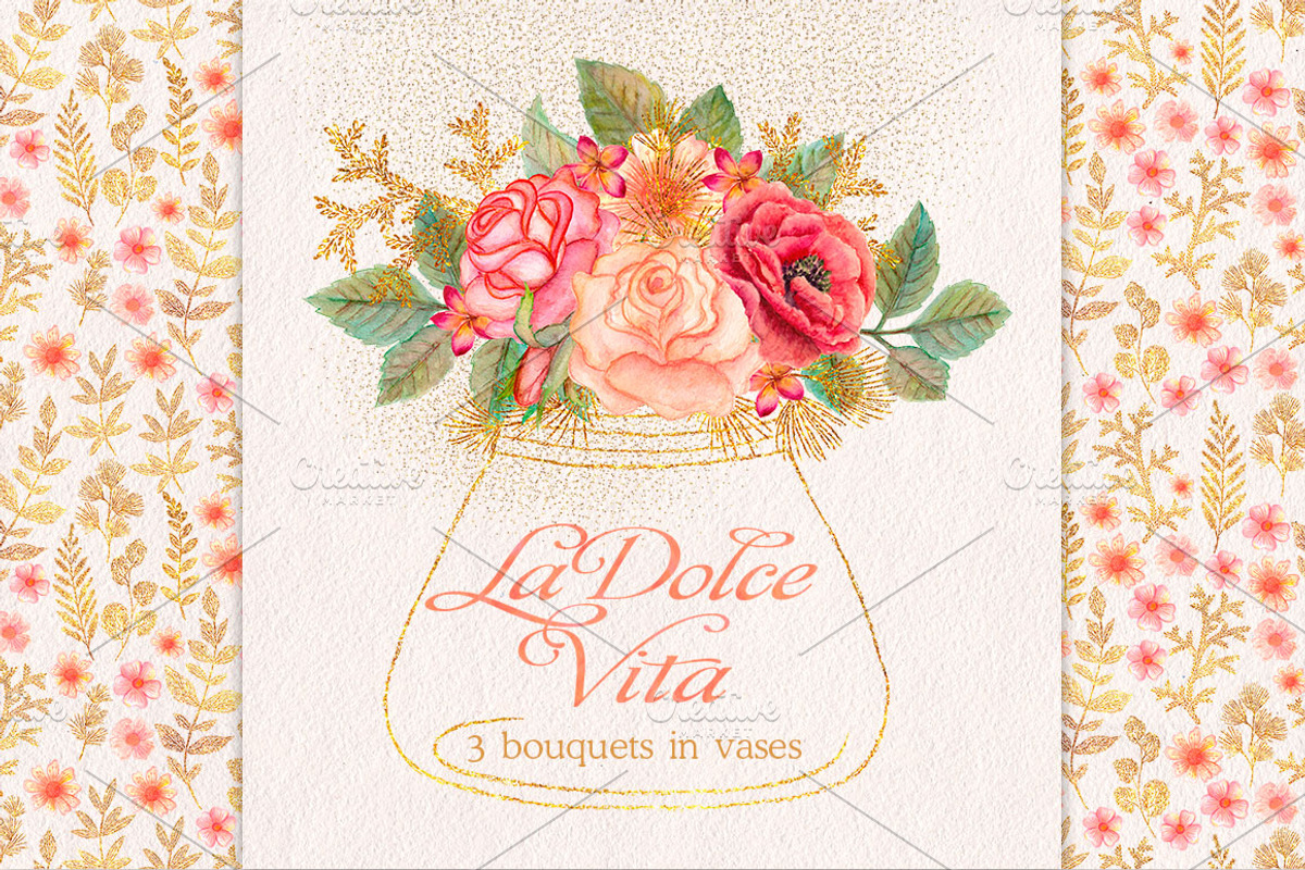 Watercolor wedding glitter flowers, an Illustration by antuanetto (Photo 5 of 13)