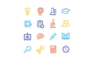 Science Outline Icons Set.