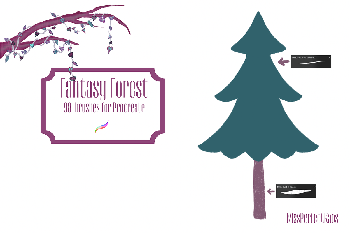 Fantasy Forest-98 Procreate Brushes, a Brush Add-On by MissPerfectKaos (Photo 2 of 9)