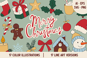 Christmas Doodle Clipart Bundle