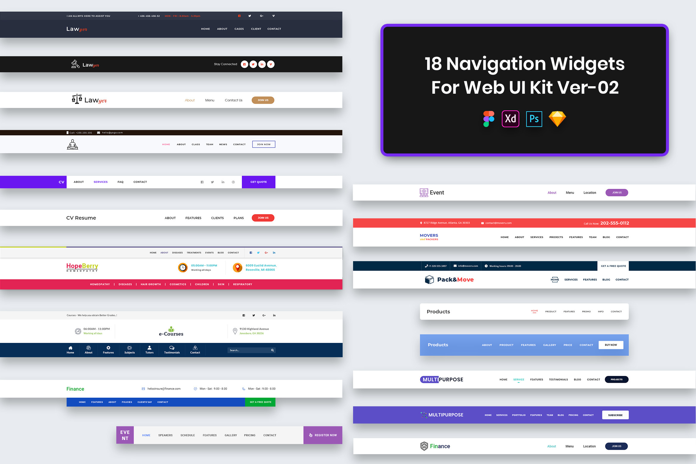 18 Navigations Widgets for Web UI, an UI Kit Template by 3djagan