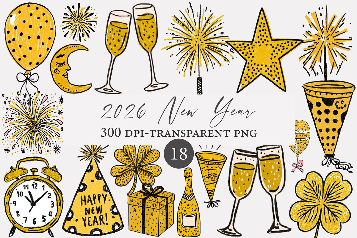 2026 New Year Clipart, an Illustration by Designworld (Photo 1 of 4)