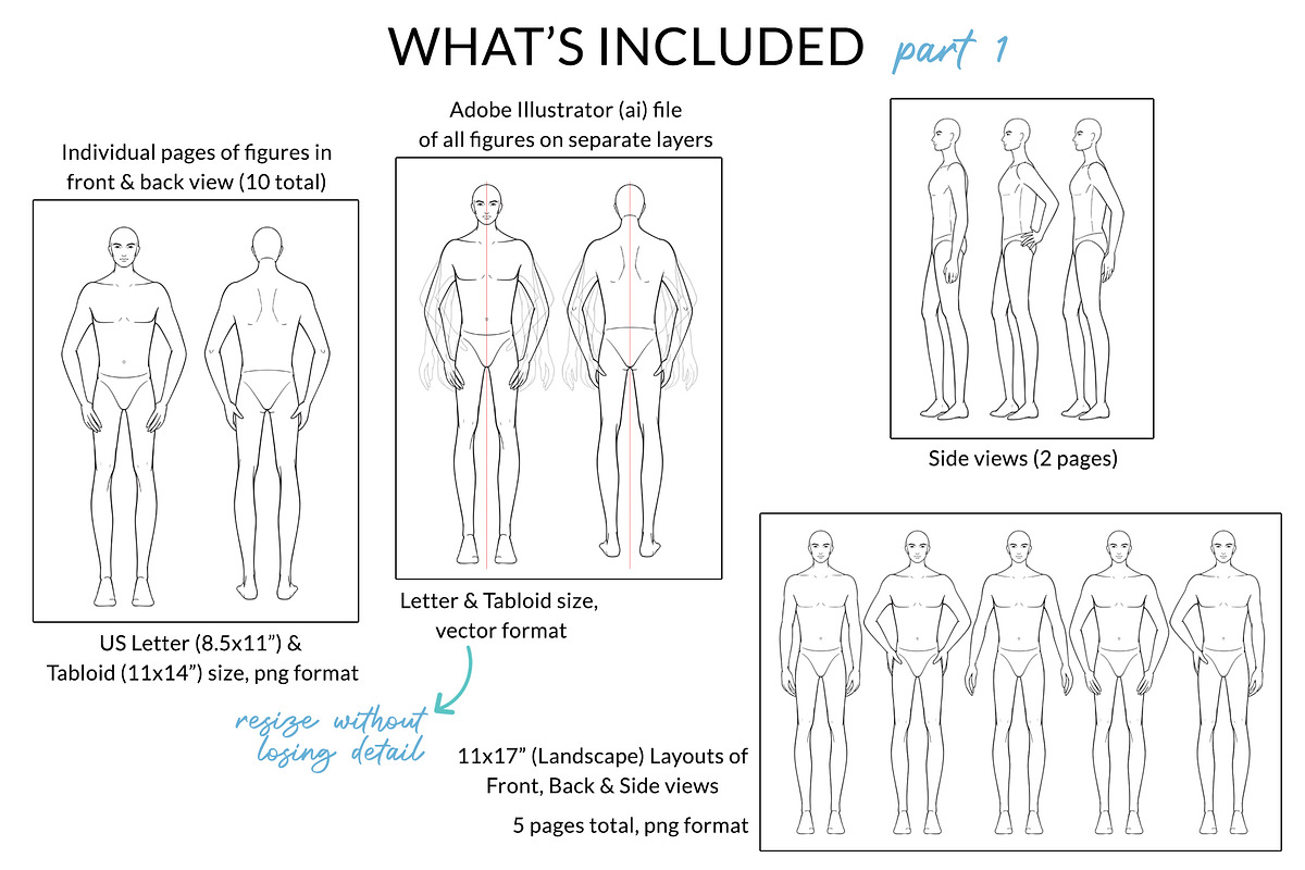 Male Straight Poses Pack, a Person Illustration by Art by Lin (Photo 2 of 6)
