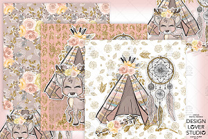 Boho Deer Digital Paper Pack