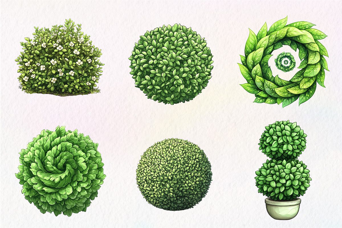 Watercolor Bushes Clipart Bundle, an Illustration by CreationArt (Photo 5 of 6)