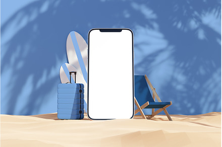 Smartphone mockup placed near beach, a Photo by Daniel Megias