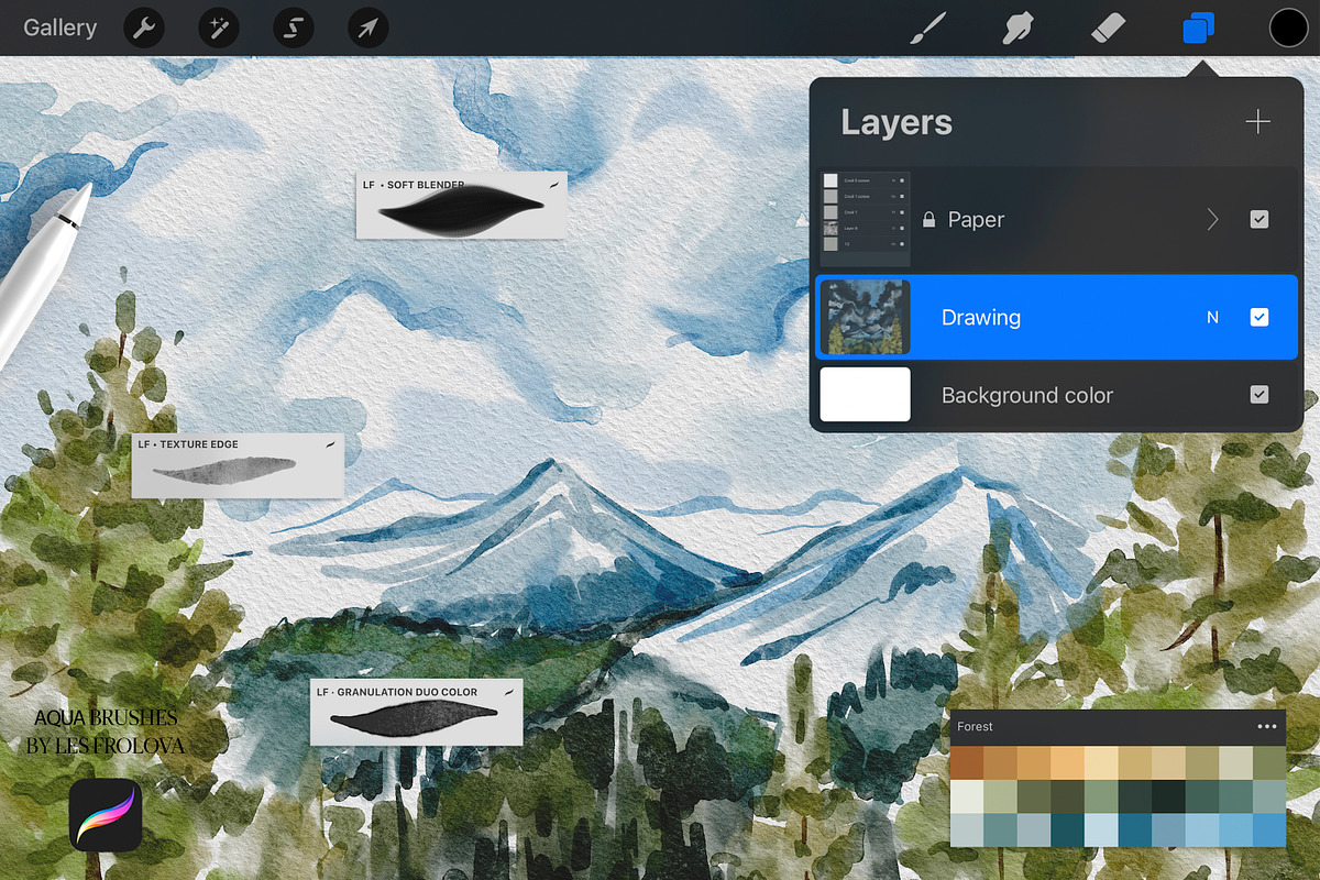 Watercolor Procreate Brushes, a Brush Add-On by Les Frolova (Photo 4 of 9)