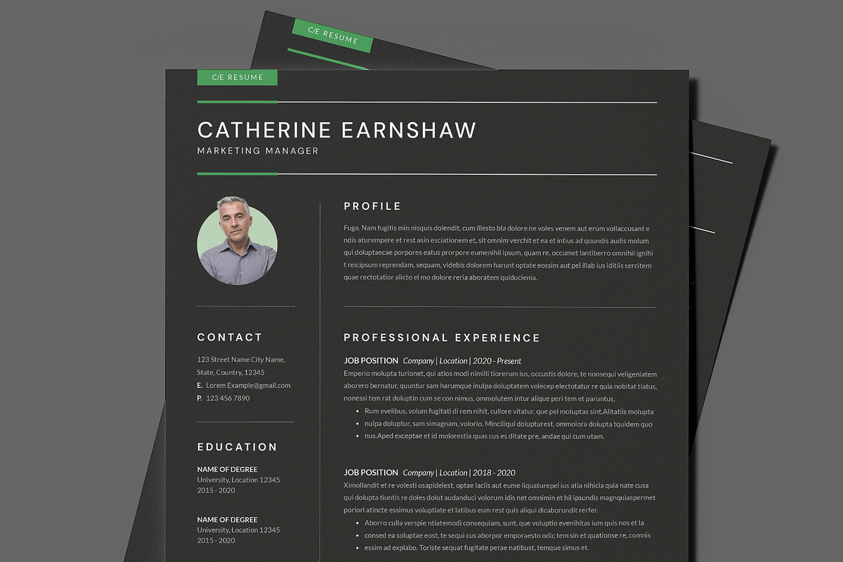 Black Modern Resume Template / CV, a Resume Template by PixelStudio (Photo 1 of 6)