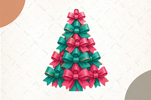 Christmas Tree Bow PNG, an Illustration by Watercolor design