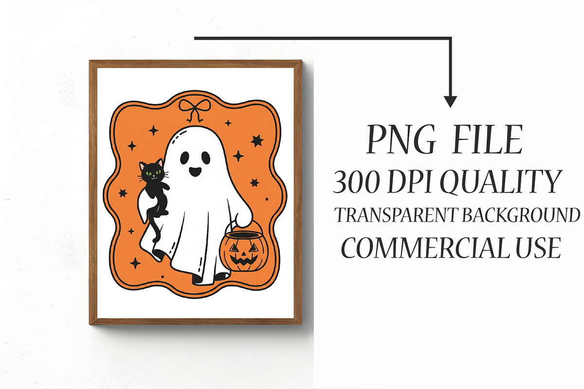 Halloween Ghost Cat Hand-Drawn Frame, an Illustration by Libby Wishes (Photo 4 of 6)