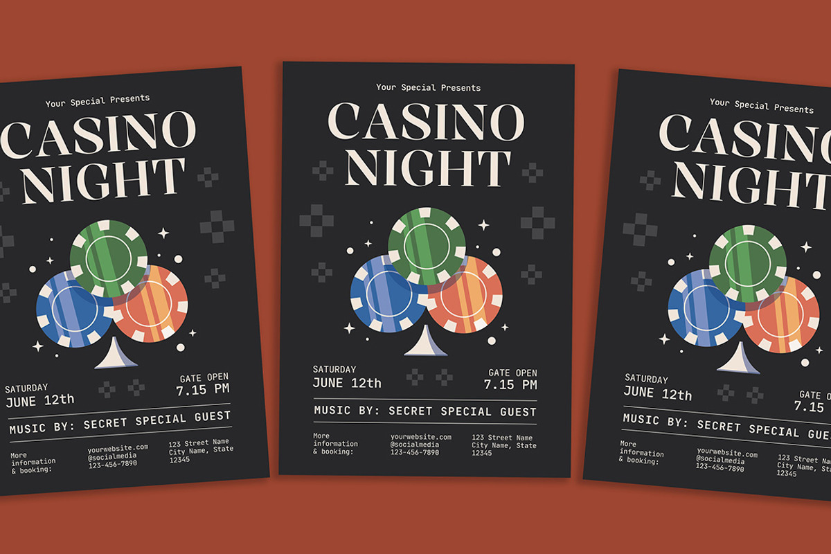 Casino Night Flyer, a Flyer Template by Gumico Studio. (Photo 1 of 3)