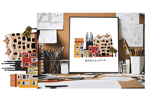 Vintage city buildings, an Object Illustration by Luamor