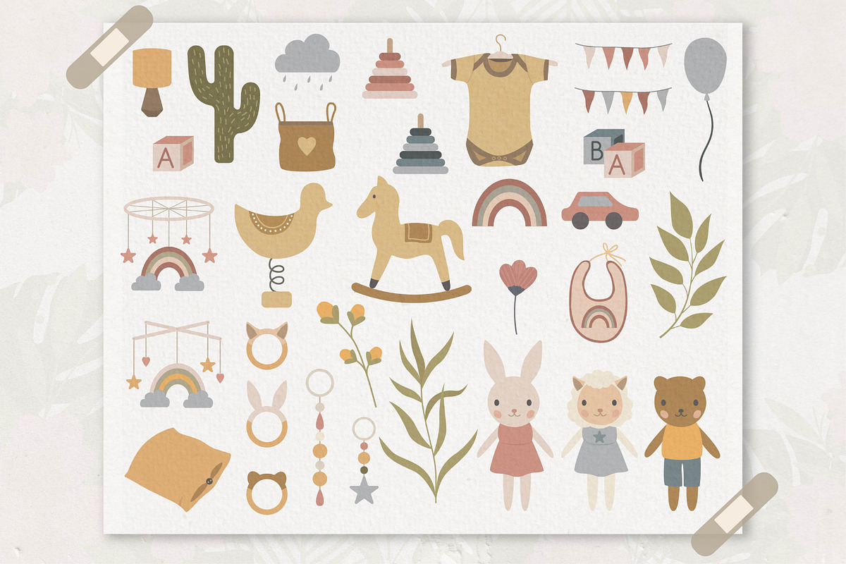 Bohemian Baby toys & clothes clipart, a Decorative Illustration by BrillCreateArt (Photo 2 of 4)