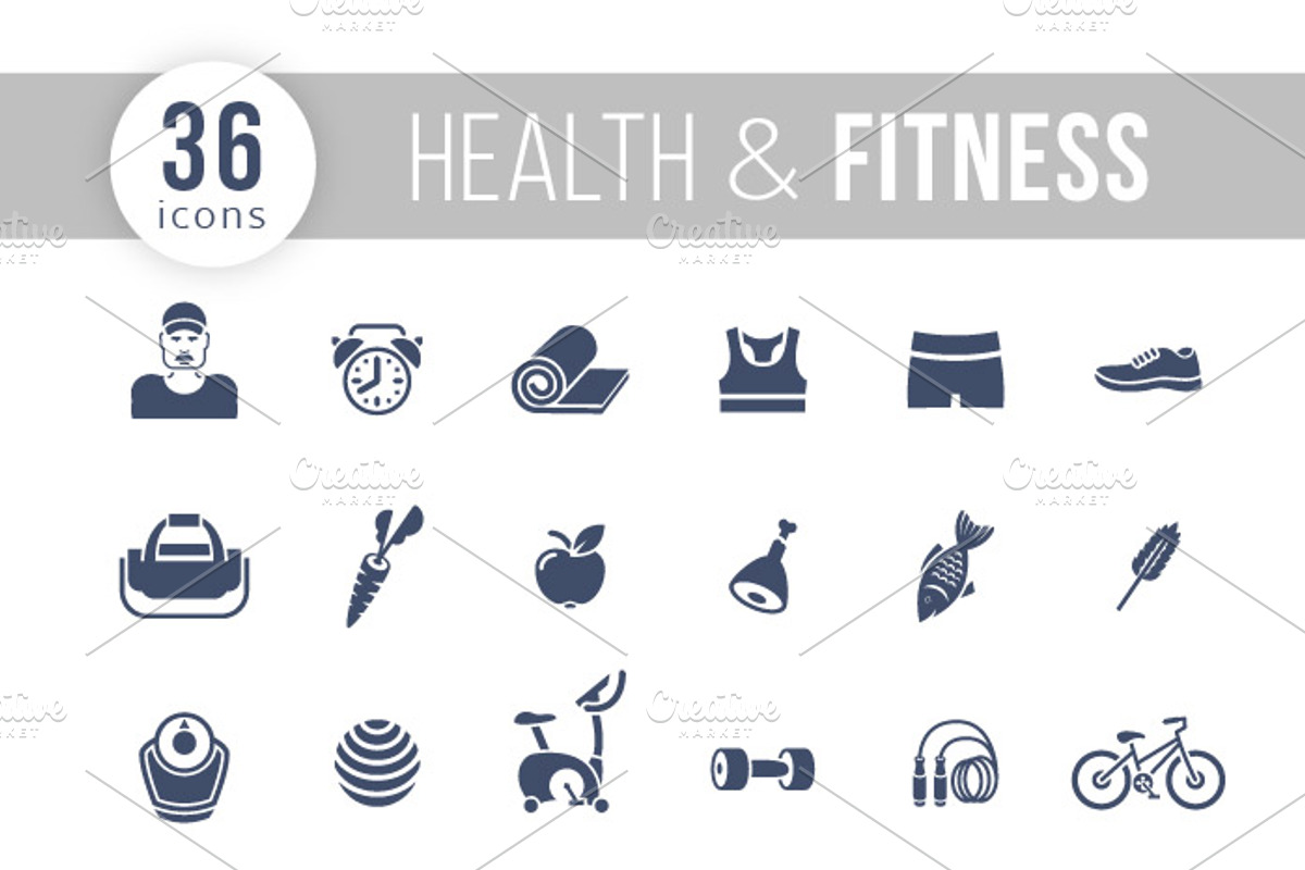Fitness and Healthy Lifestyle Icons