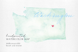 Watercolor Map of Washington