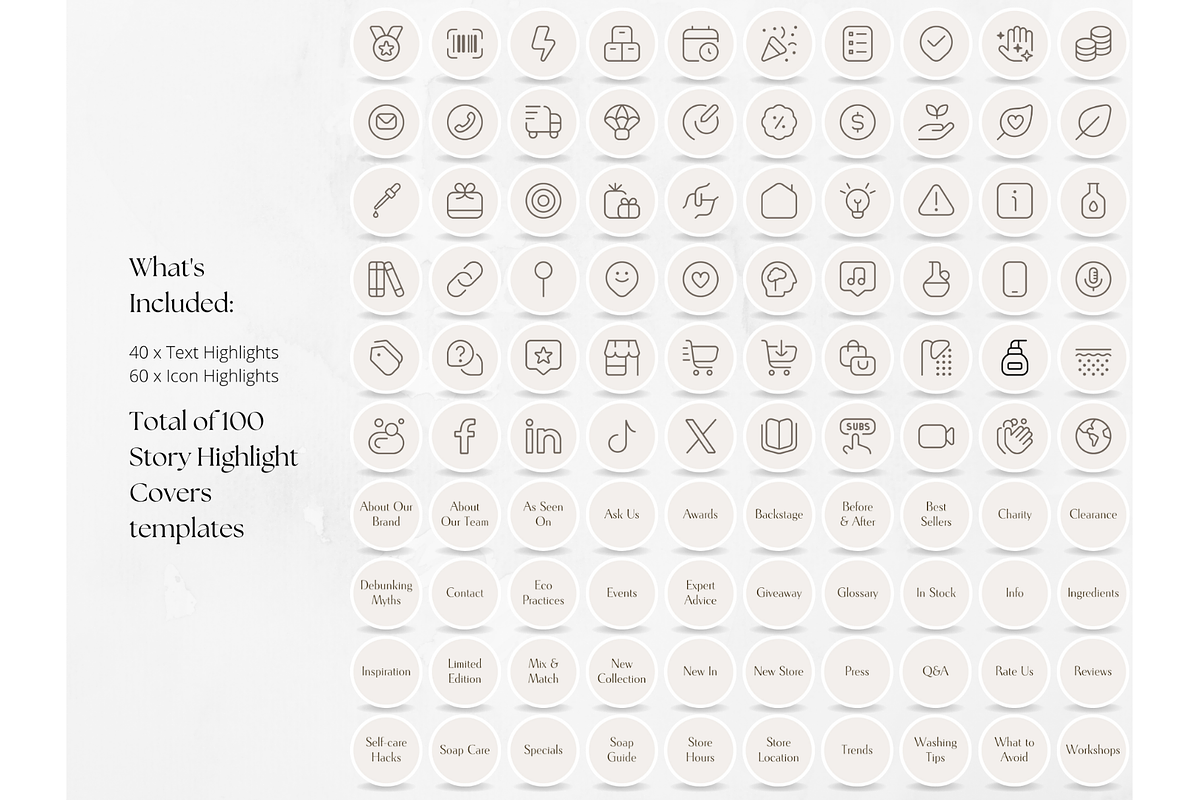 100 Soap Story Highlight Covers, a Social Media Template by PatternLab. (Photo 2 of 9)