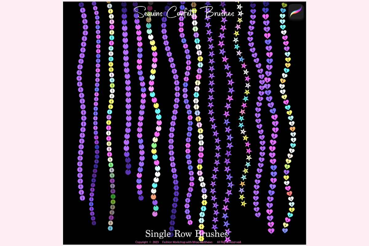 SEQUINS CONFETTI Procreate Brushes, a Brush Add-On by Fashion Workshop Bkk (Photo 11 of 11)