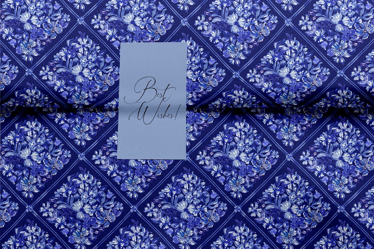 Blue Floral Portugal Mosaic Pattern, a Pattern Graphic by SirenaArt (Photo 14 of 14)