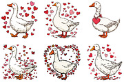 Watercolor Goose Valentine Clipart, an Illustration by CraftArtStudio (Thumbnail 6 of 6)