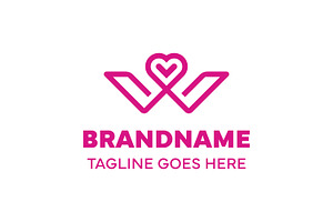 Letter W Love Monoline Simple Logo, a Branding & Logo Template by Pray Art Design Studio