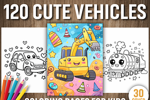 Cute Vehicles Coloring Pages, a Technology Illustration by Design Station