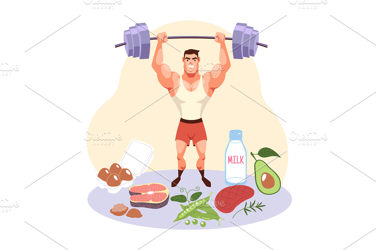 Sports nutrition. Diet to improve, a Sport Illustration by YummyBuum