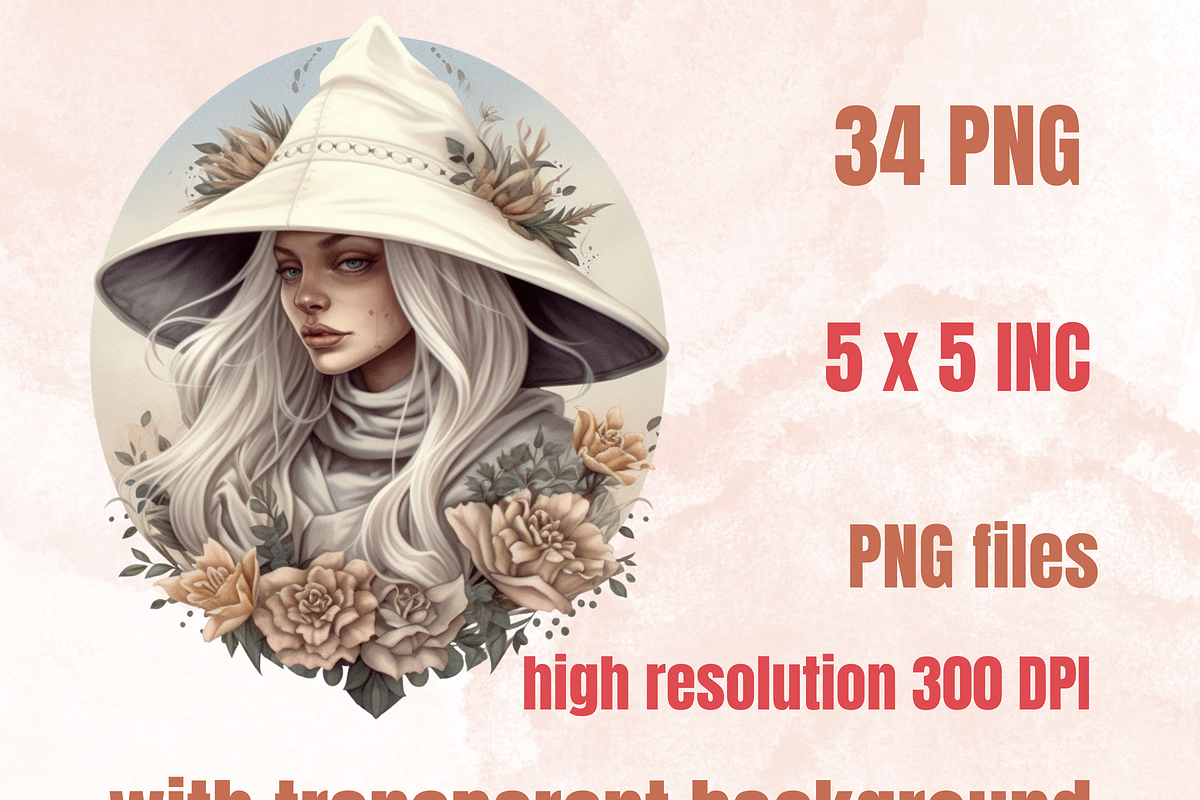 Watercolor Boho Witch Clipart, a Person Illustration by GiraffeCreative (Photo 2 of 9)
