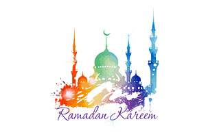Ramadan colored symbol: moon and, an Illustration by Nenahliadava Design