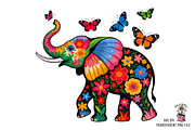 10 Colorful Floral Elephant PNG, a Graphic by Clipart Bloom (Thumbnail 3 of 12)