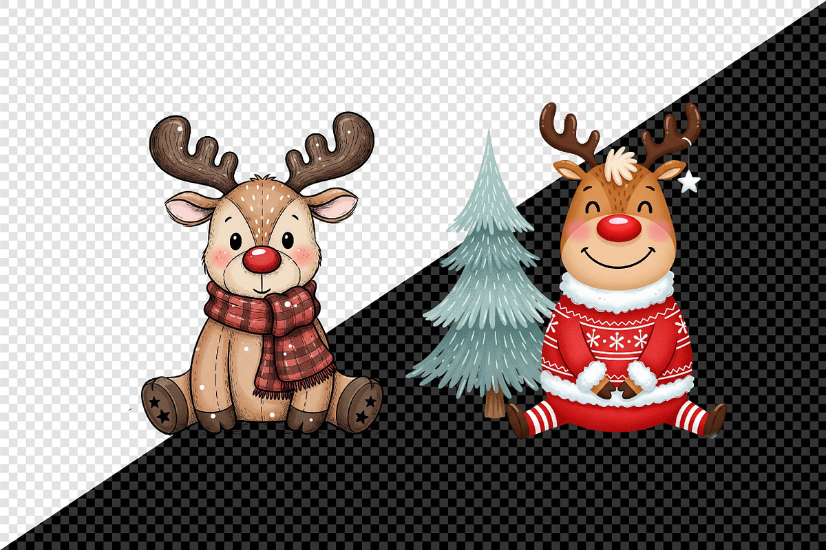 Quirky Funny Christmas Reindeer Png, an Illustration by Creative Art (Photo 2 of 4)