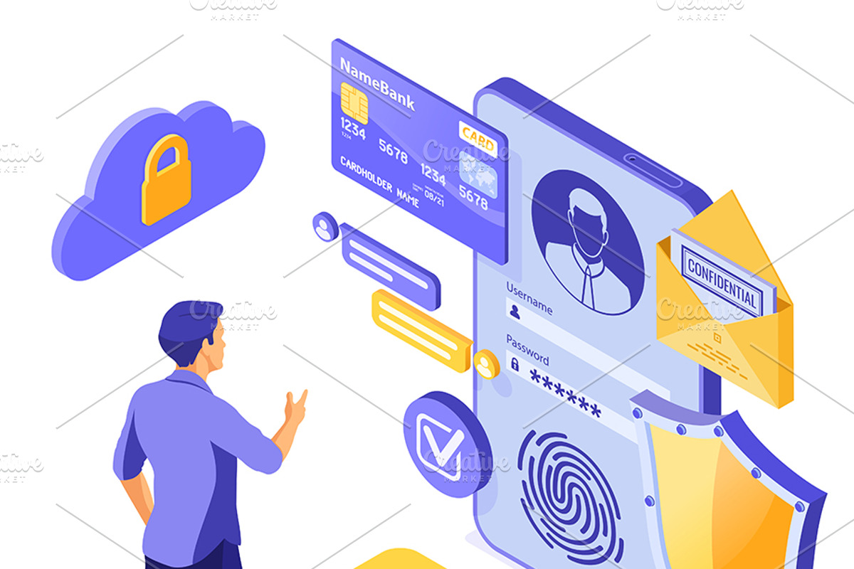 Cyber Security Isometric Concept, a Person Illustration by TAlex (Photo 4 of 6)