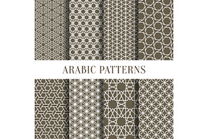 Arabic Or Asian Seamless Pattern Set From Simple Geometric Shapes. Vector Illustration For Your Personal Design Project