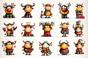 Funny Christmas Highland Cow Clipart, an Illustration by Dream Creation (Thumbnail 4 of 7)