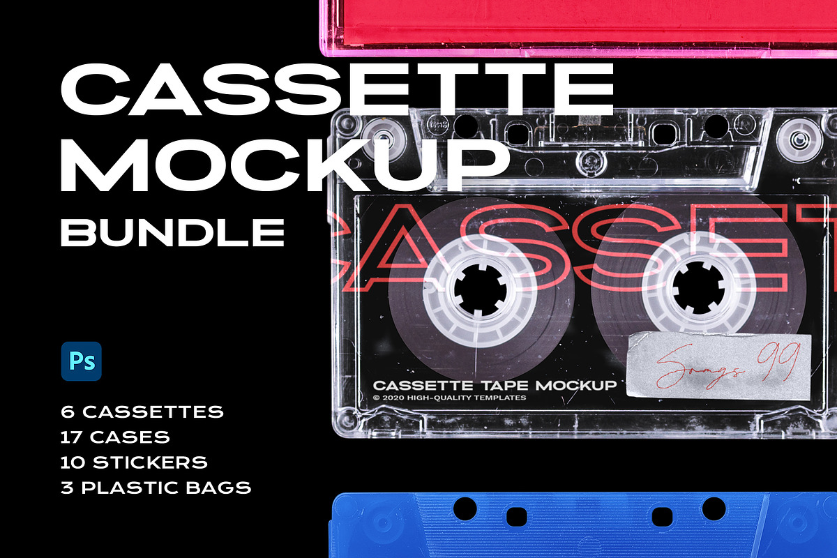 Cassette Tape Mockup Bundle Plastic, a Product Mockup by PrintPixel (Photo 1 of 29)