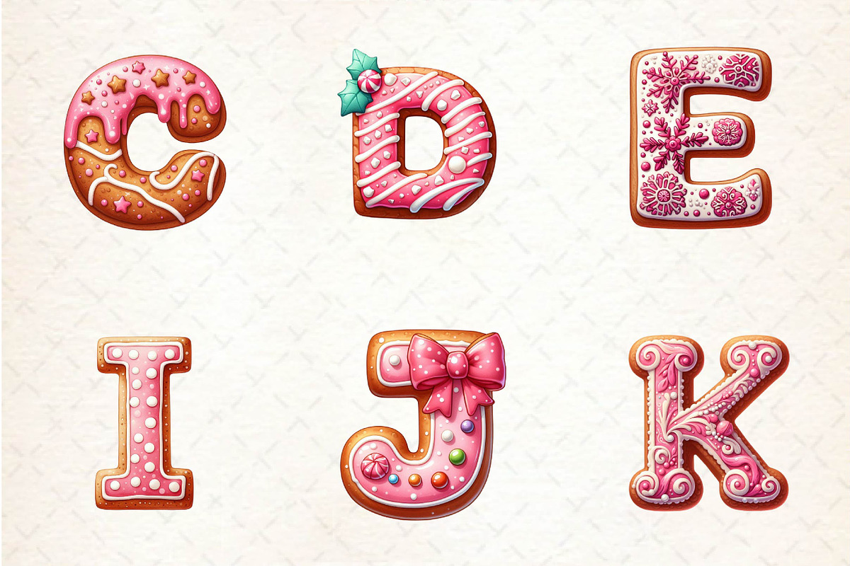 Pink Christmas Gingerbread Alphabet, an Illustration by CreationArt (Photo 4 of 7)