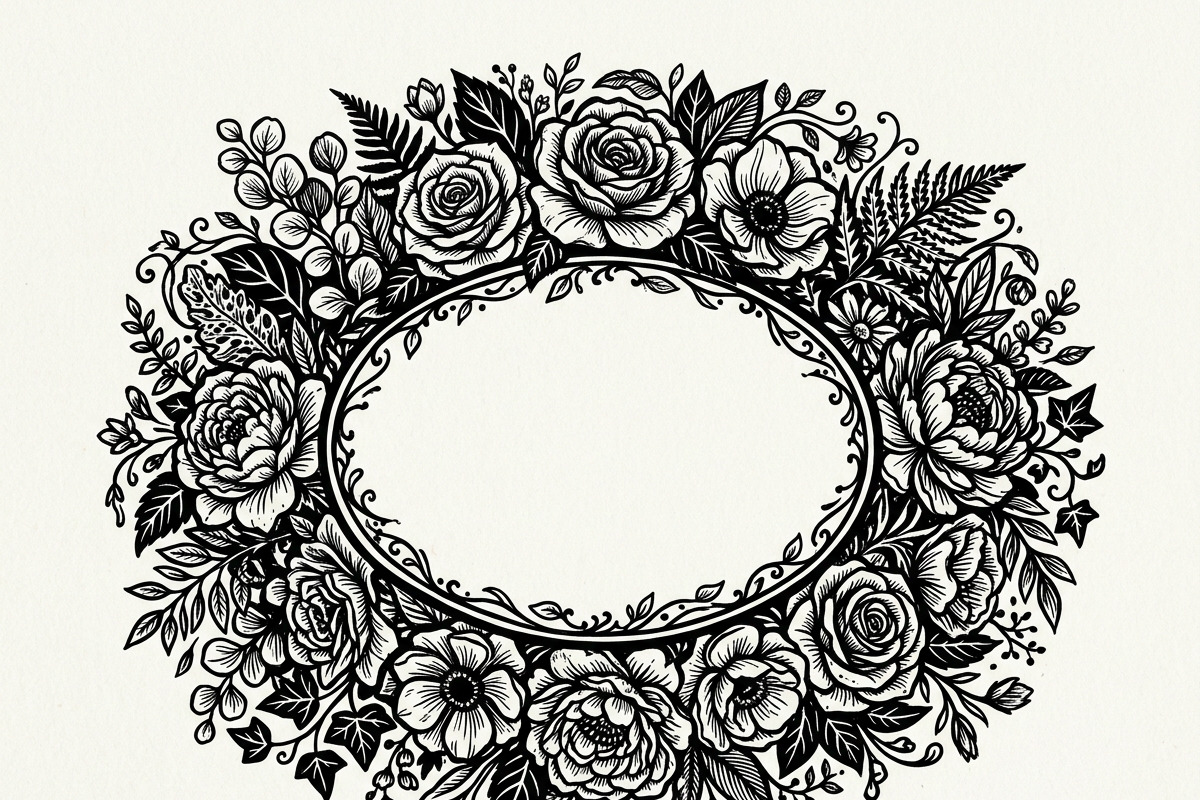 50 Elegant Floral Oval Mirror Frame, a Decorative Illustration by Amazin_art (Photo 23 of 26)