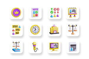 Voting Elections 3D Icons