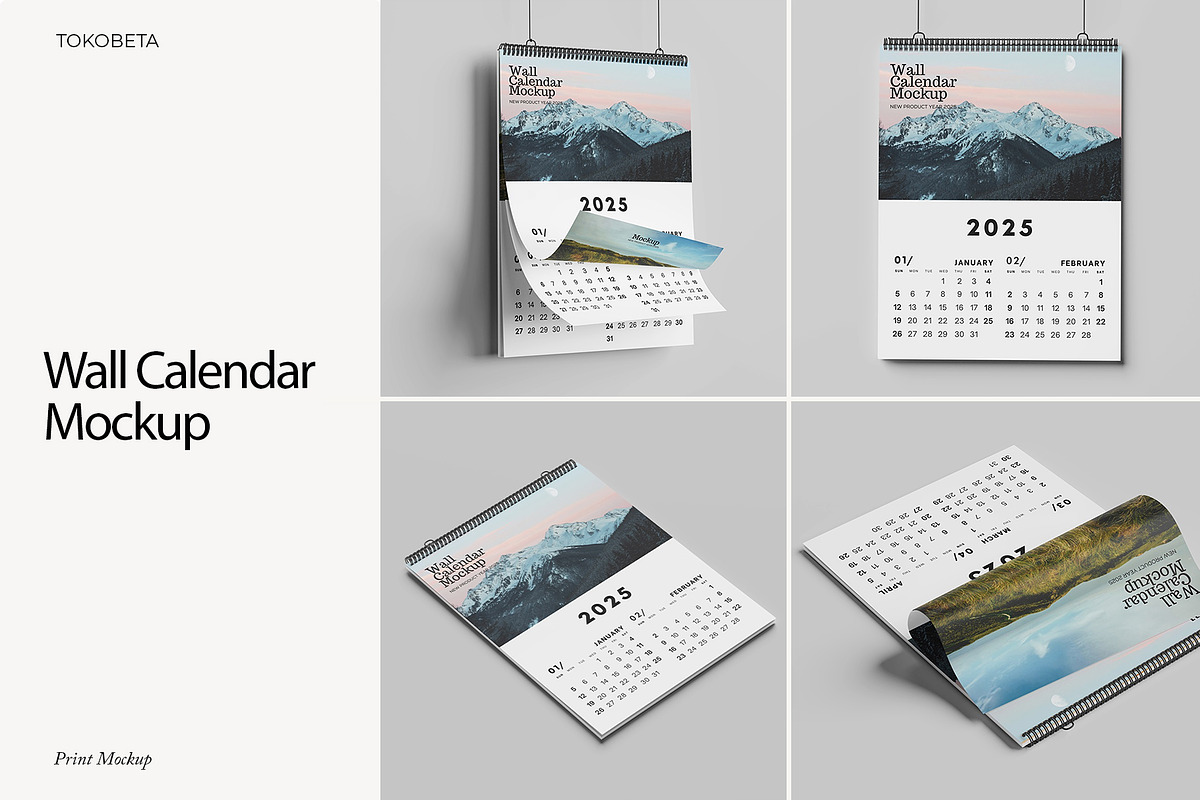 Wall Calendar Mockup, a Product Mockup by Tokobeta (Photo 1 of 9)