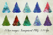 Watercolor Christmas Trees, an Illustration by Paper Farms (Thumbnail 2 of 3)