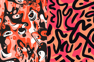 Coral Graffiti Seamless Patterns