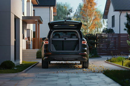 Modern car with open empty trunk, a Transportation Photo by AlyaAnd