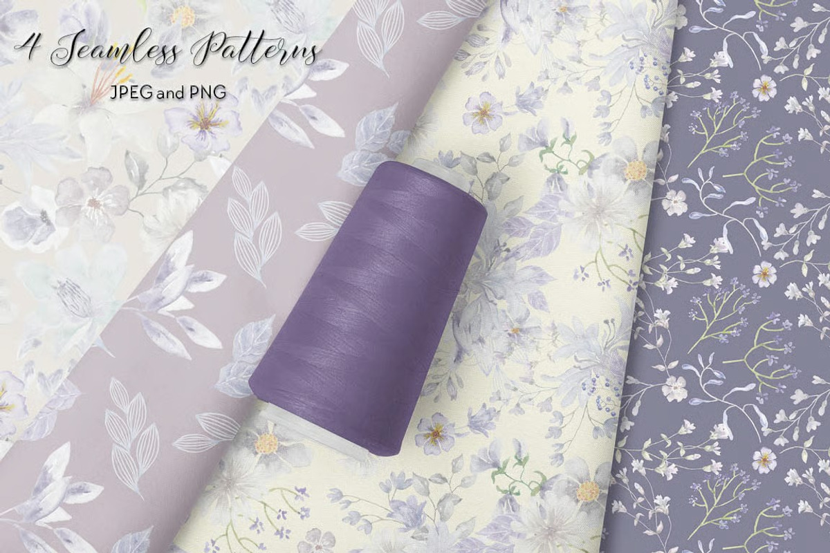 Smoky Grey Florals Watercolor Design, a Work Illustration by fashionaddict (Photo 4 of 10)