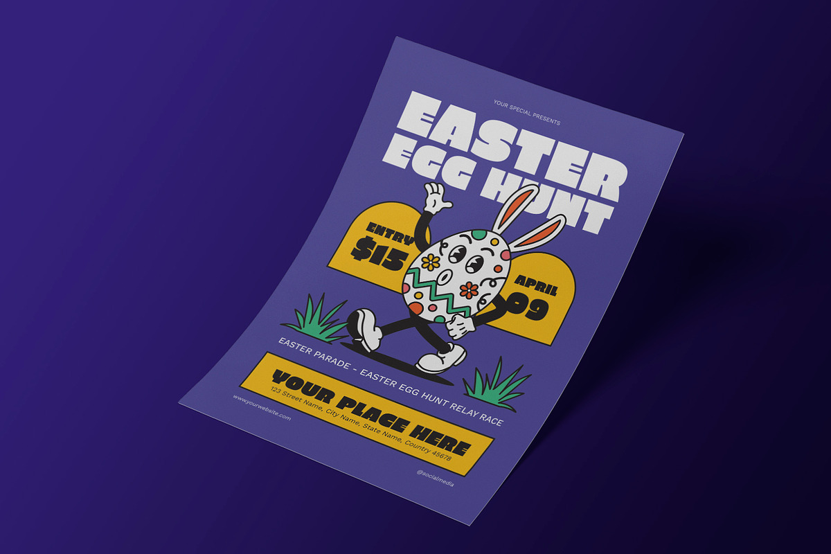 Easter Egg Hunt Flyer - Retro Groovy, a Flyer Template by Neermana (Photo 2 of 4)