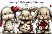 Funny Valentine Bunny Clipart, an Illustration by Craft Nest (Thumbnail 1 of 10)