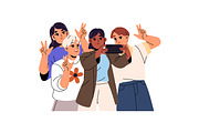 Happy people taking selfie together, a Person Illustration by PaperTrident (Thumbnail 5 of 6)