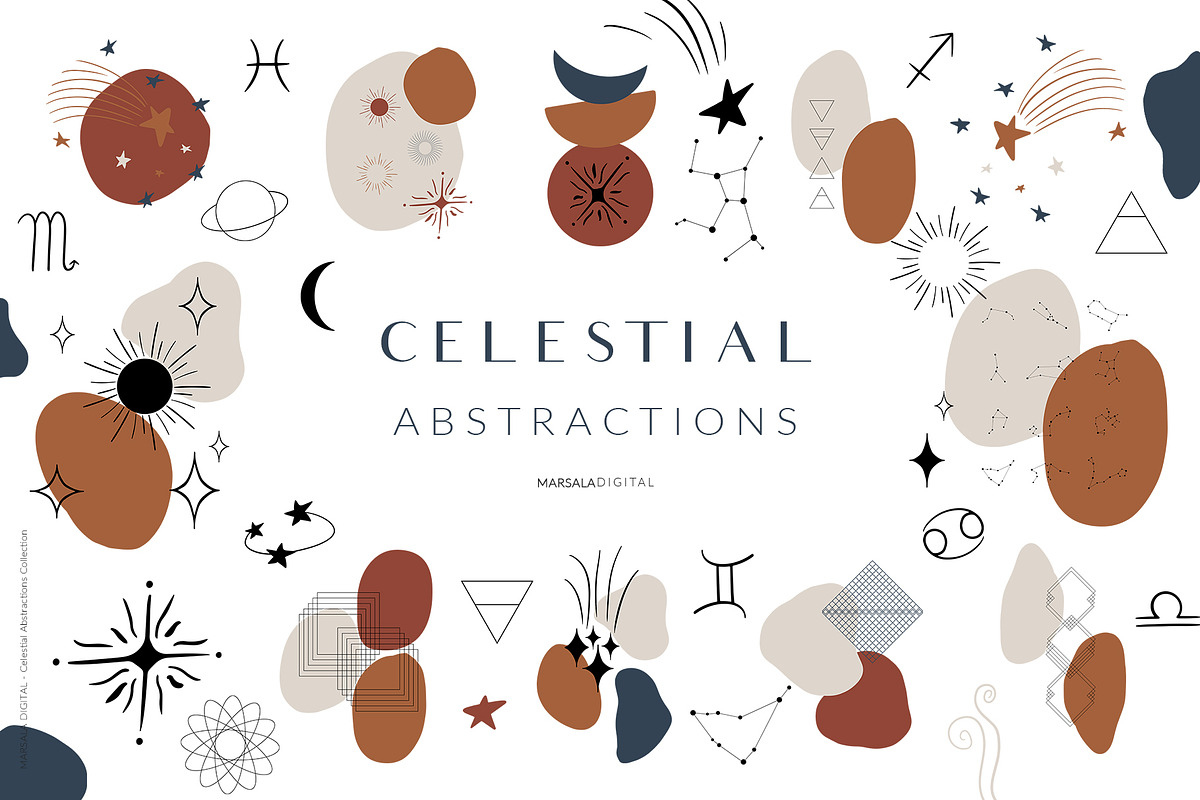 Celestial Abstract Set, Zodiac Stars, a Decorative Illustration by Kaya Fonts (Photo 1 of 11)