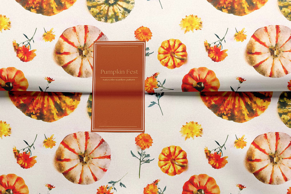 Pumpkin Fest Watercolor Pattern, a Pattern Graphic by MouseGrey (Photo 9 of 10)