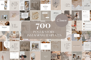 700 Beige Instagram Templates, a Templates & Theme by SociallyyCreative