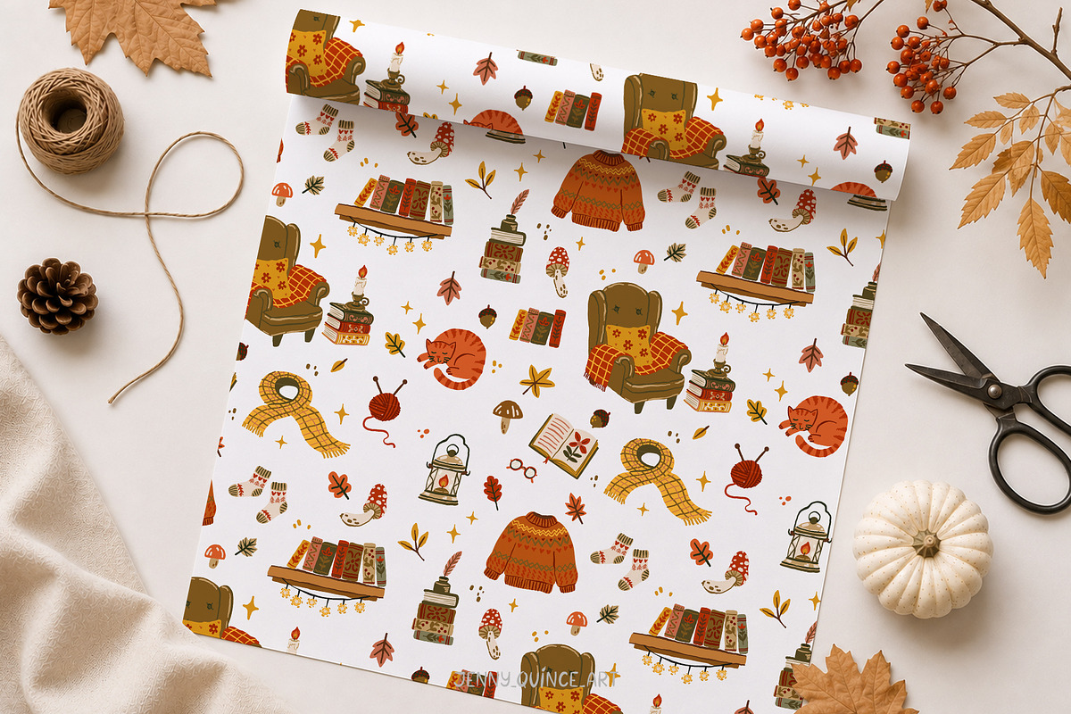 Cozy Autumn at Home - Vector Clipart, a Decorative Illustration by Jenny Quince (Photo 10 of 14)
