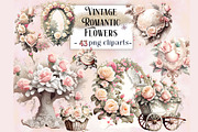 Vintage Romantic Flowers Cliparts, a Decorative Illustration by EdeniaArtStudio (Thumbnail 1 of 10)
